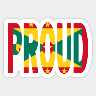 Grenada Flag in The Words PROUD - Grenadian - Soca Mode Sticker